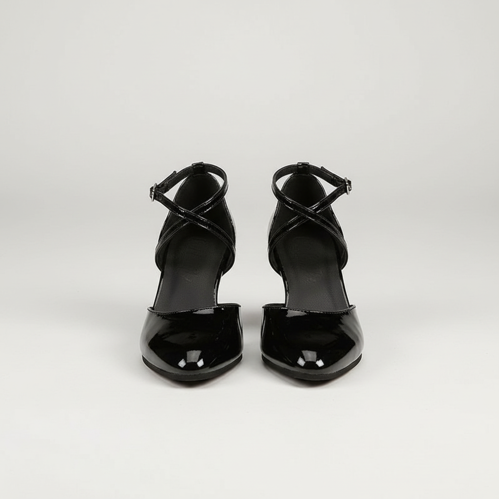 Chic Mid Height Heels With PU Leather Upper And Rubber Outsole
