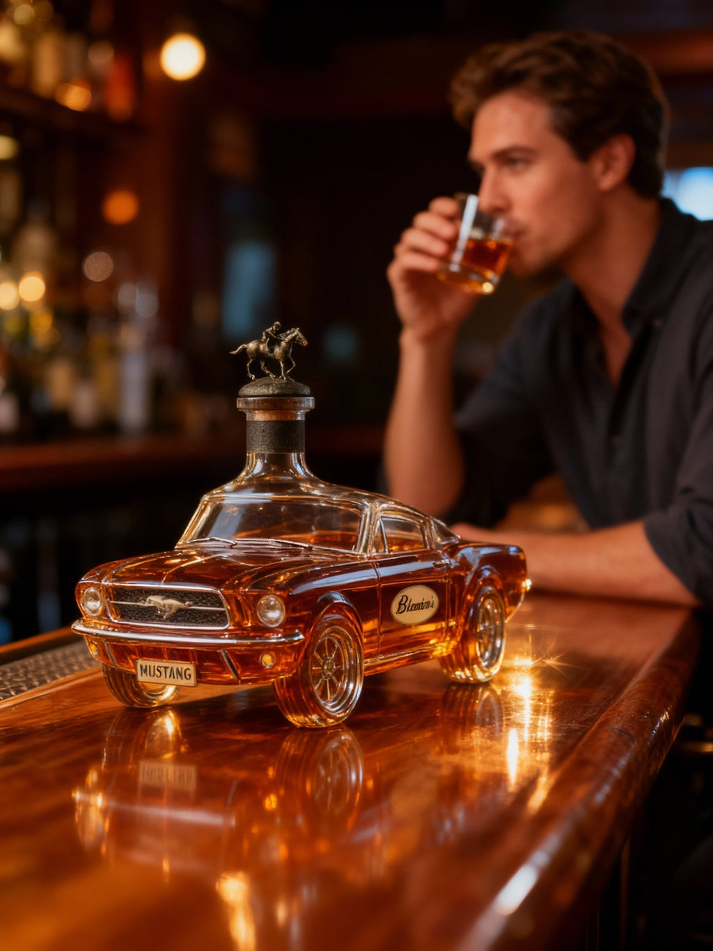 NovaCrest Stallion Inspired 3D Glass Whiskey Decanter For Home Bar