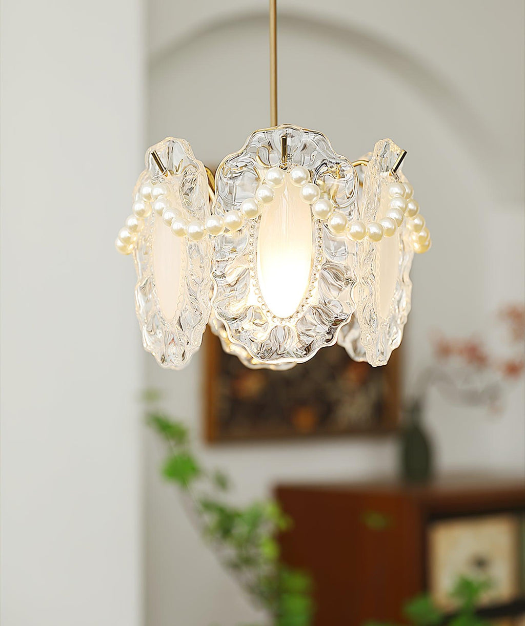 لوستر شیشه‌ای گل‌دار با سازگاری LED الهام‌گرفته از طبیعت