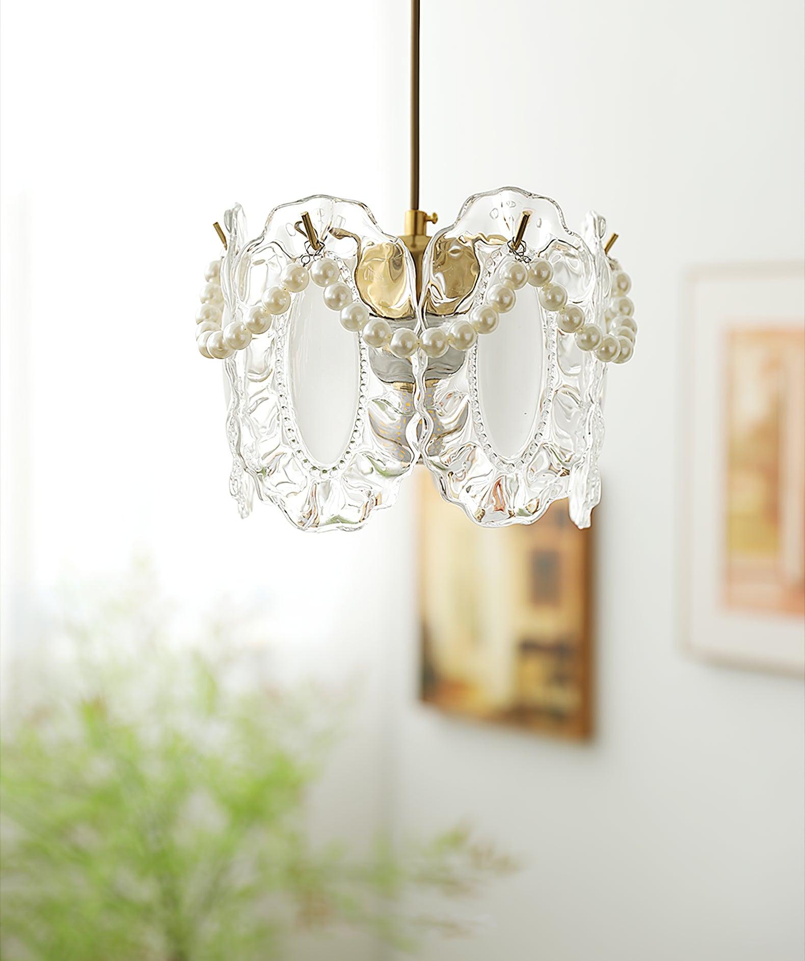 لوستر شیشه‌ای گل‌دار با سازگاری LED الهام‌گرفته از طبیعت