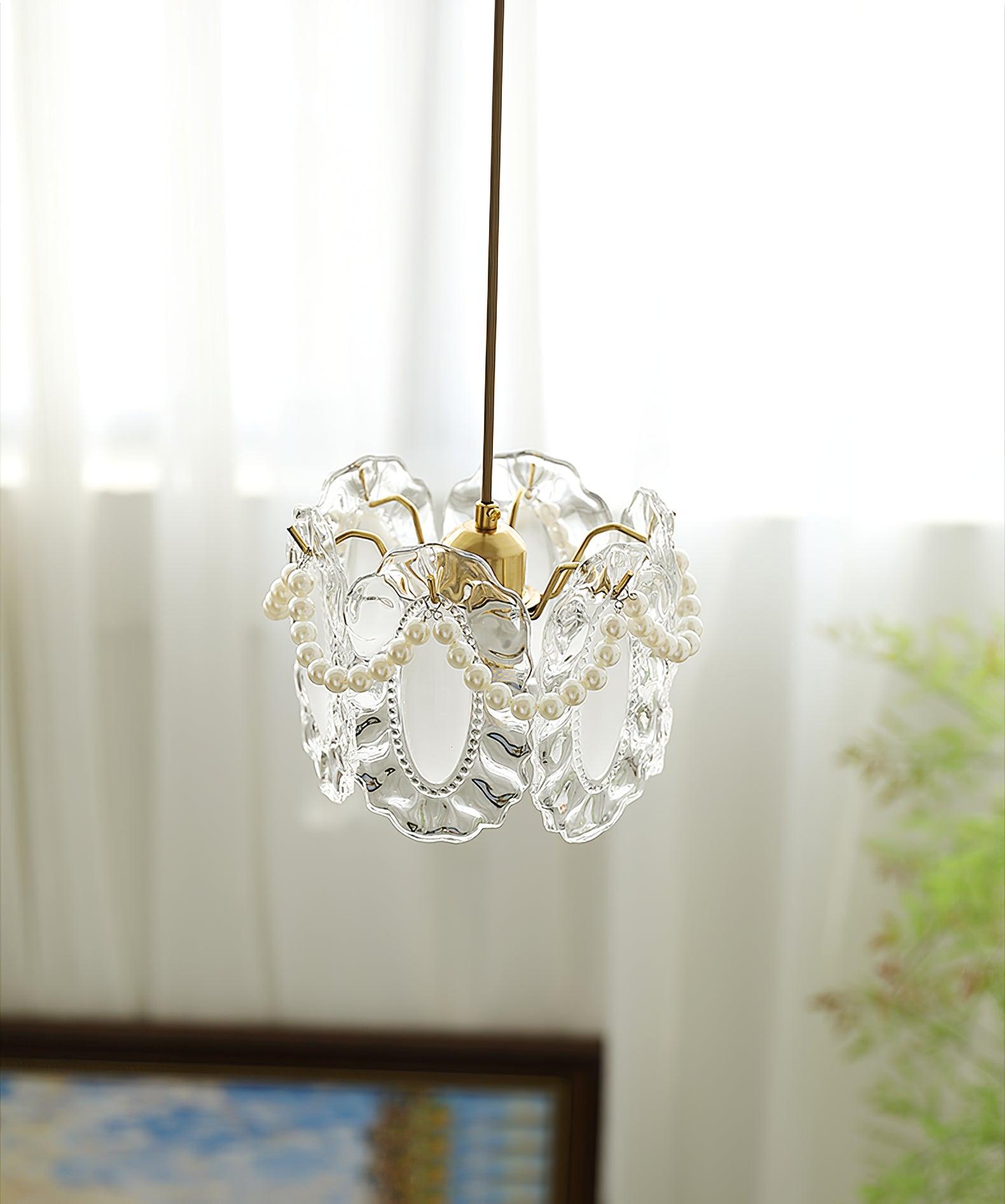لوستر شیشه‌ای گل‌دار با سازگاری LED الهام‌گرفته از طبیعت