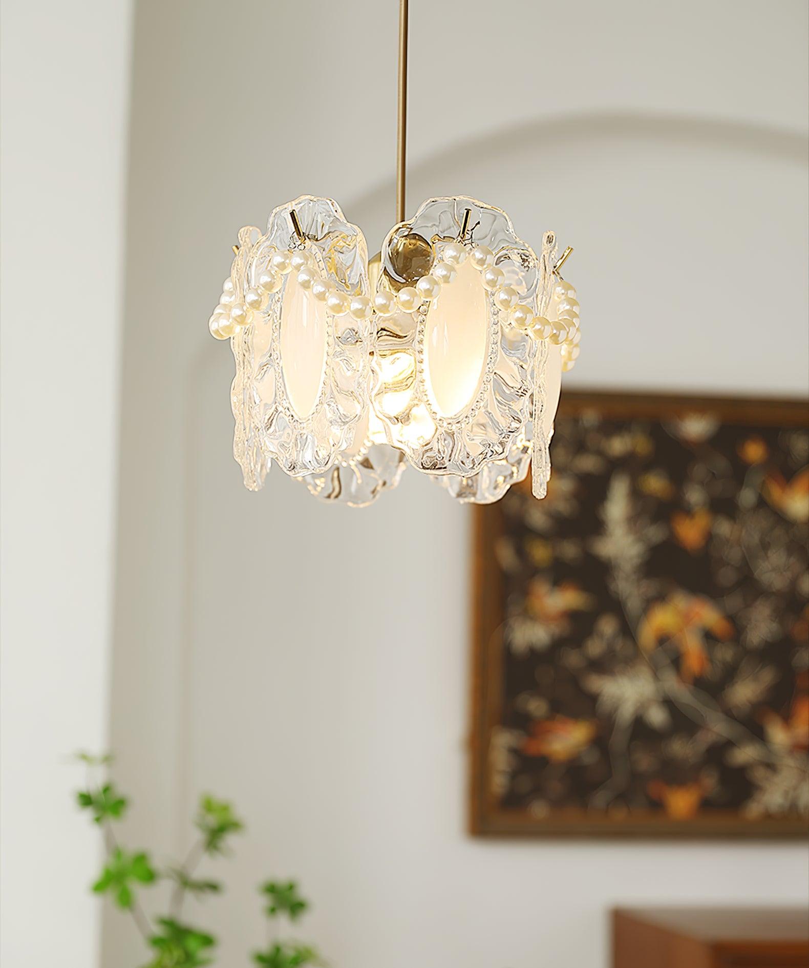 لوستر شیشه‌ای گل‌دار با سازگاری LED الهام‌گرفته از طبیعت