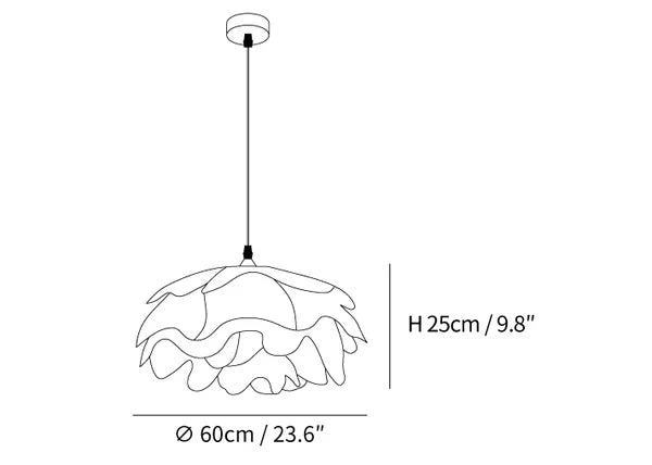 White Flower Pendant Lamp With Delicate Petal Style Diffused Light