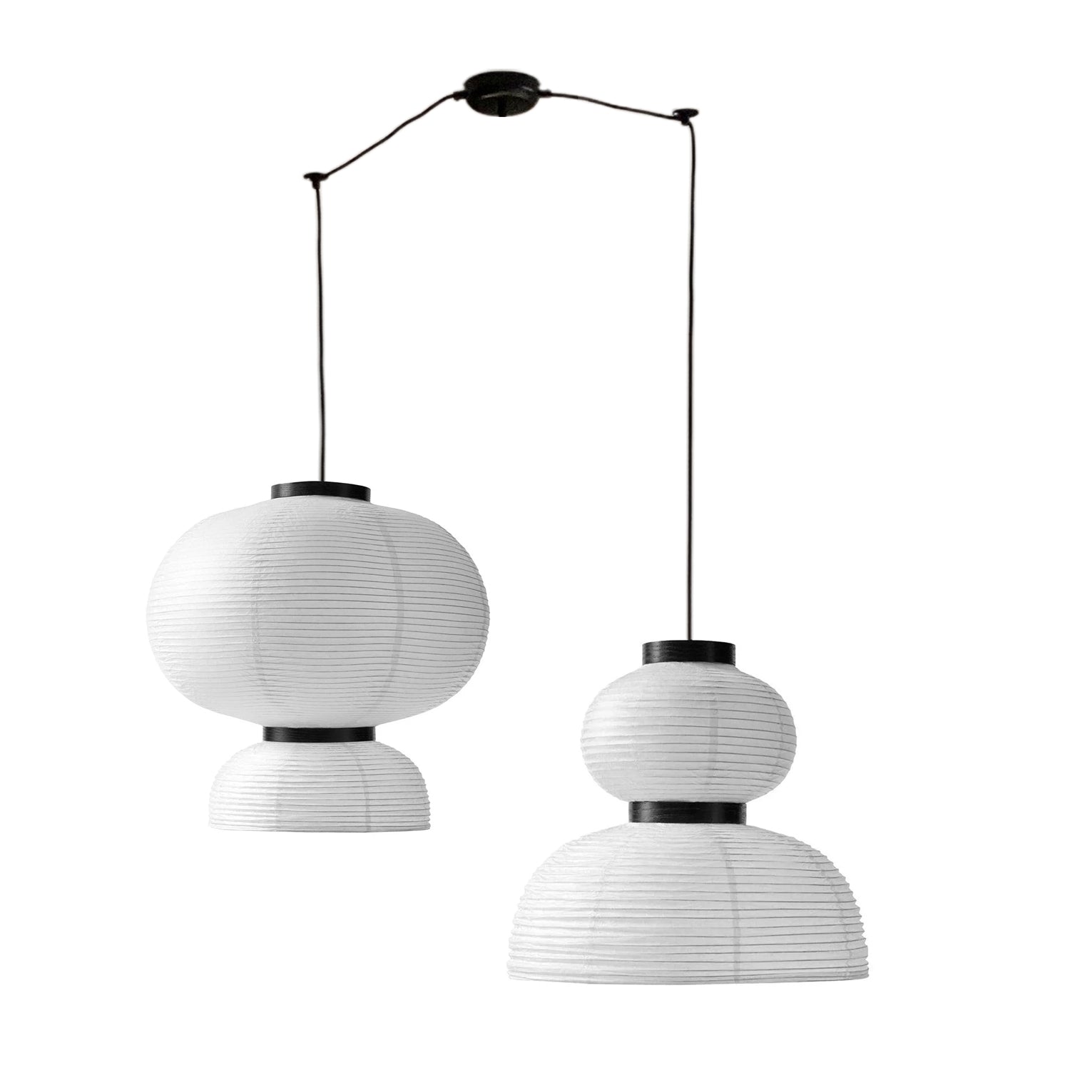 چراغ آویز کاغذی کیرا جاپاندی با پوشش بلوط و نور ملایم