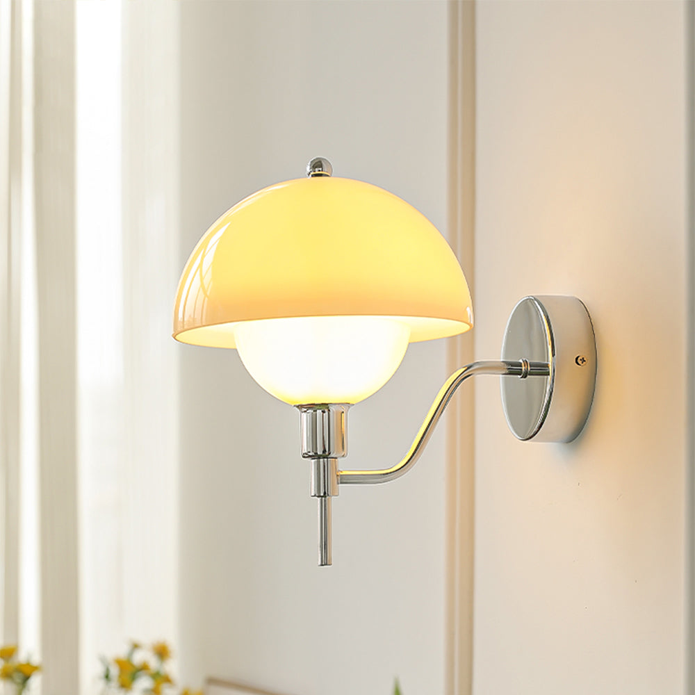 Nástěnné světlo Aurelia Cream Mushroom do chodby s teplým světlem