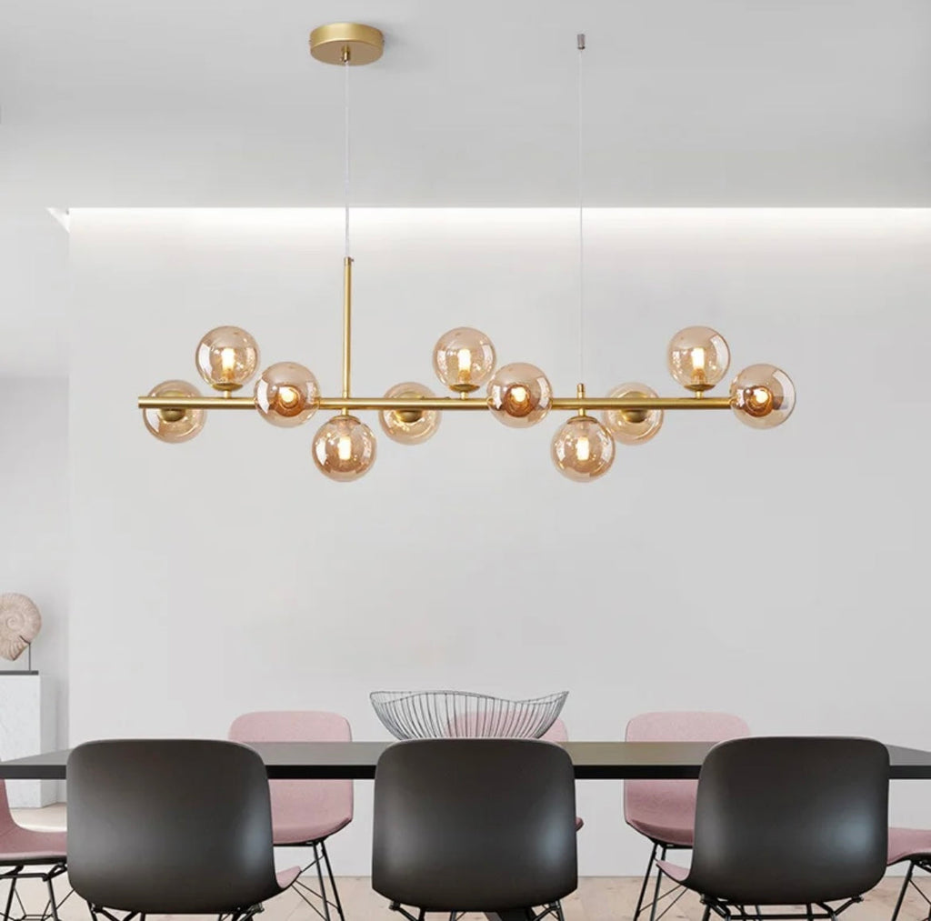 NovaBean Moderne LED Lysekrone med Glassten og Jern