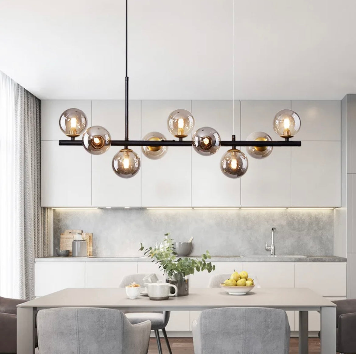 NovaBean Moderne LED Lysekrone med Glassten og Jern