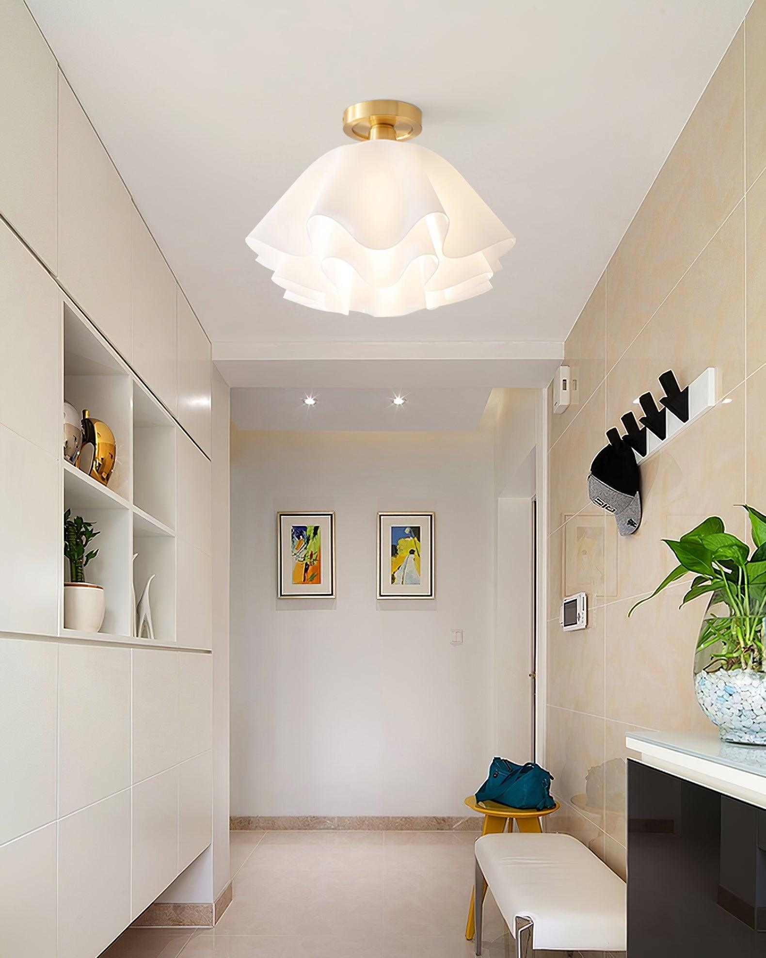 Lyren Folded Ceiling Light With Copper Base For Modern Living Rooms