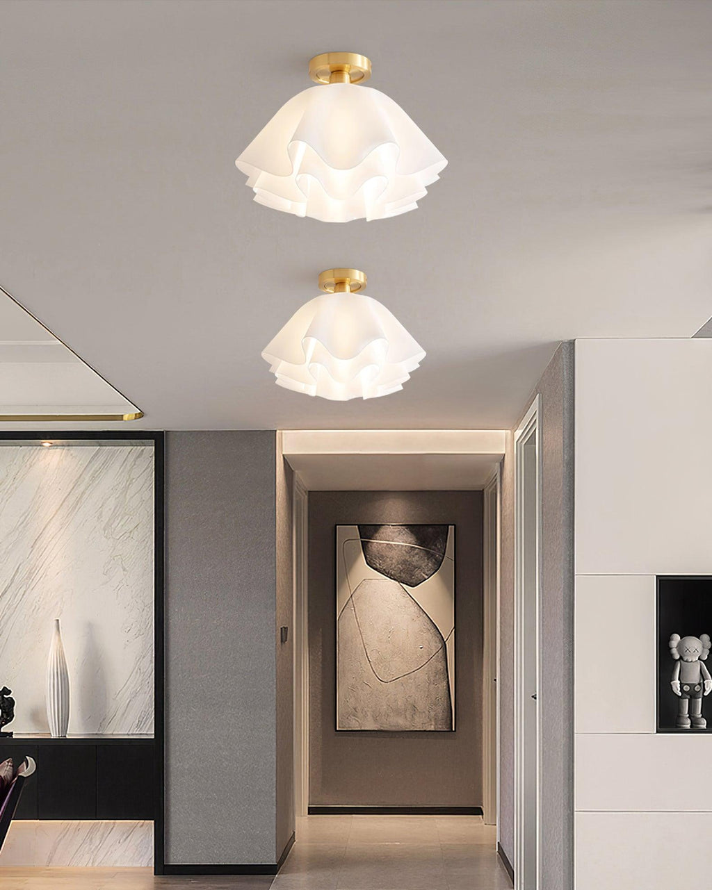 Lyren Folded Ceiling Light With Copper Base For Modern Living Rooms