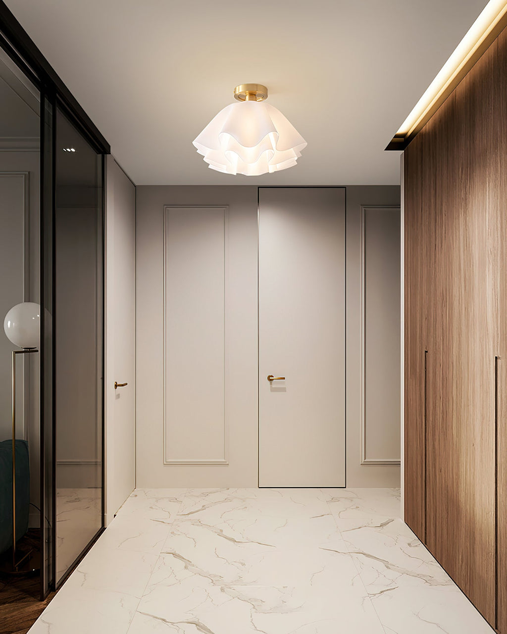 Lyren Folded Ceiling Light With Copper Base For Modern Living Rooms