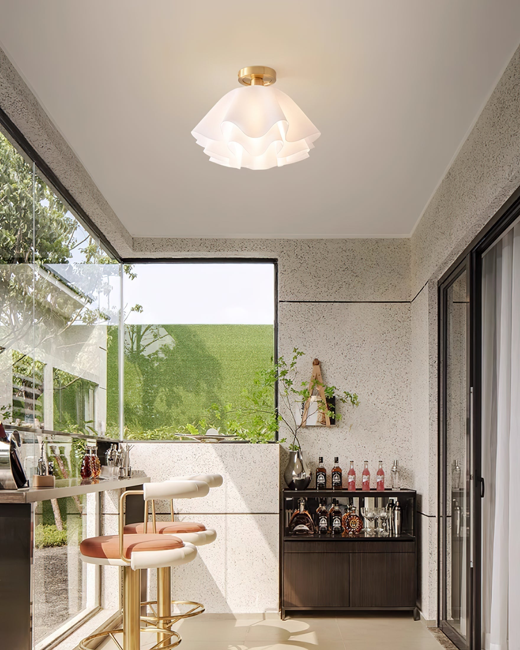 Lyren Folded Ceiling Light With Copper Base For Modern Living Rooms