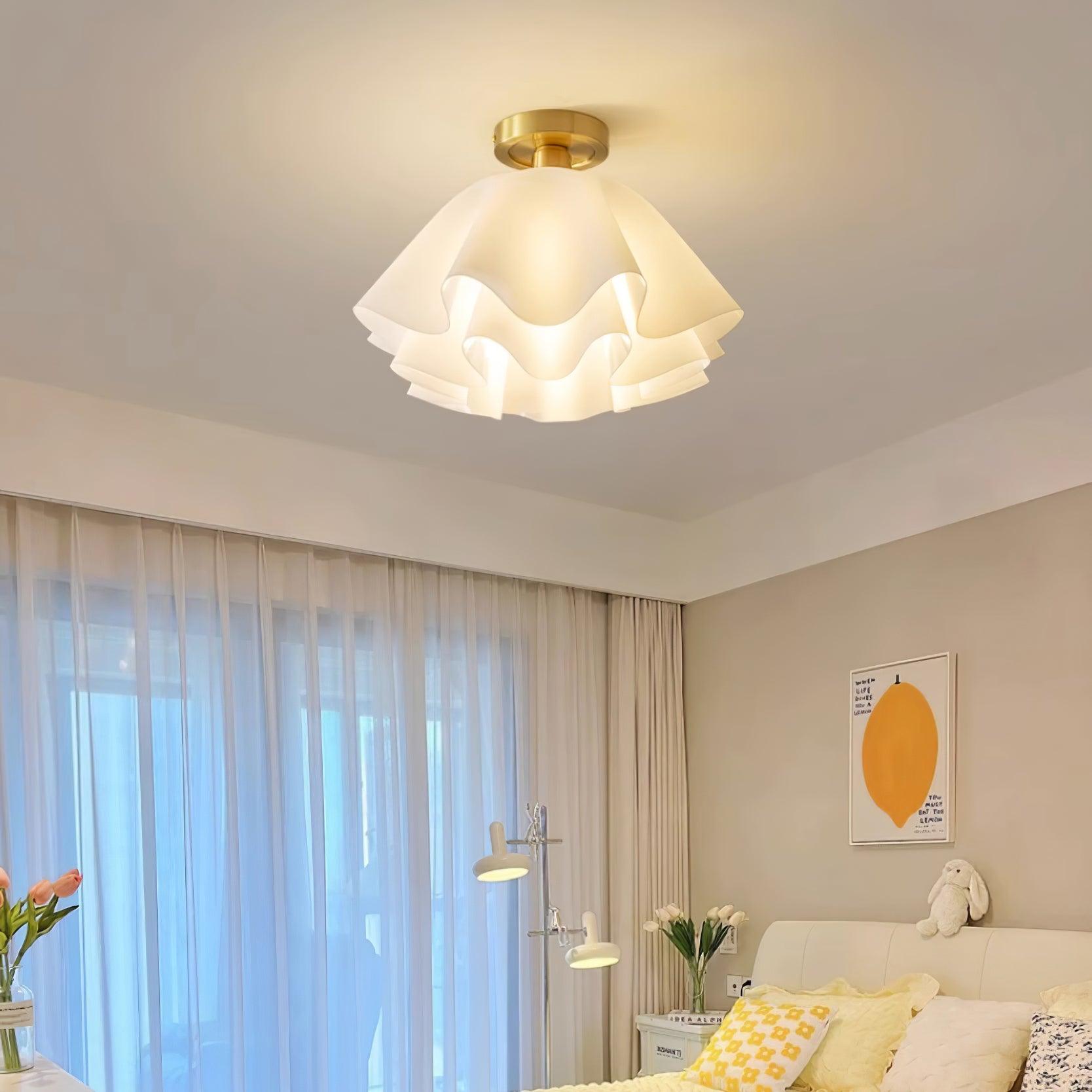 Lyren Folded Ceiling Light With Copper Base For Modern Living Rooms