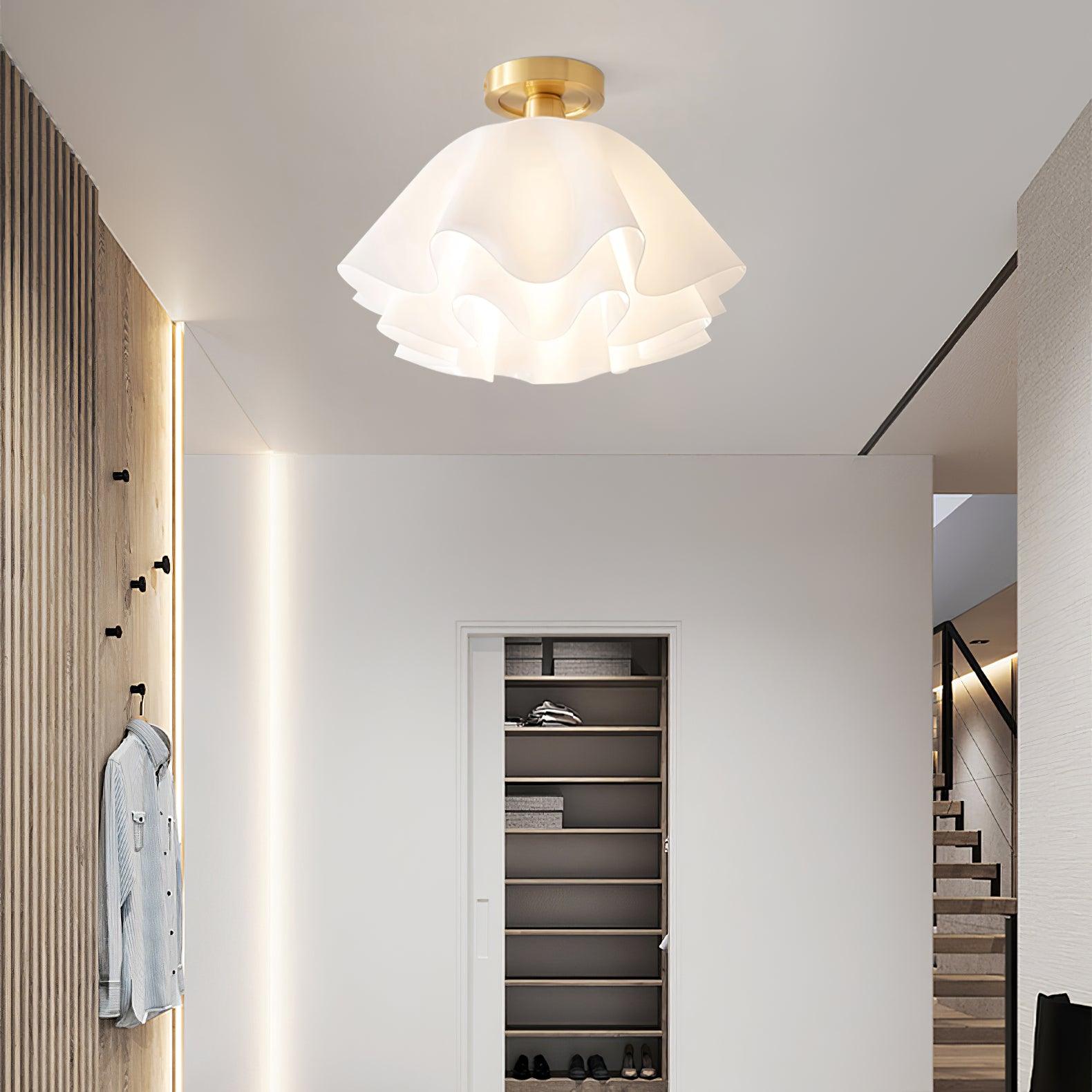 Lyren Folded Ceiling Light With Copper Base For Modern Living Rooms