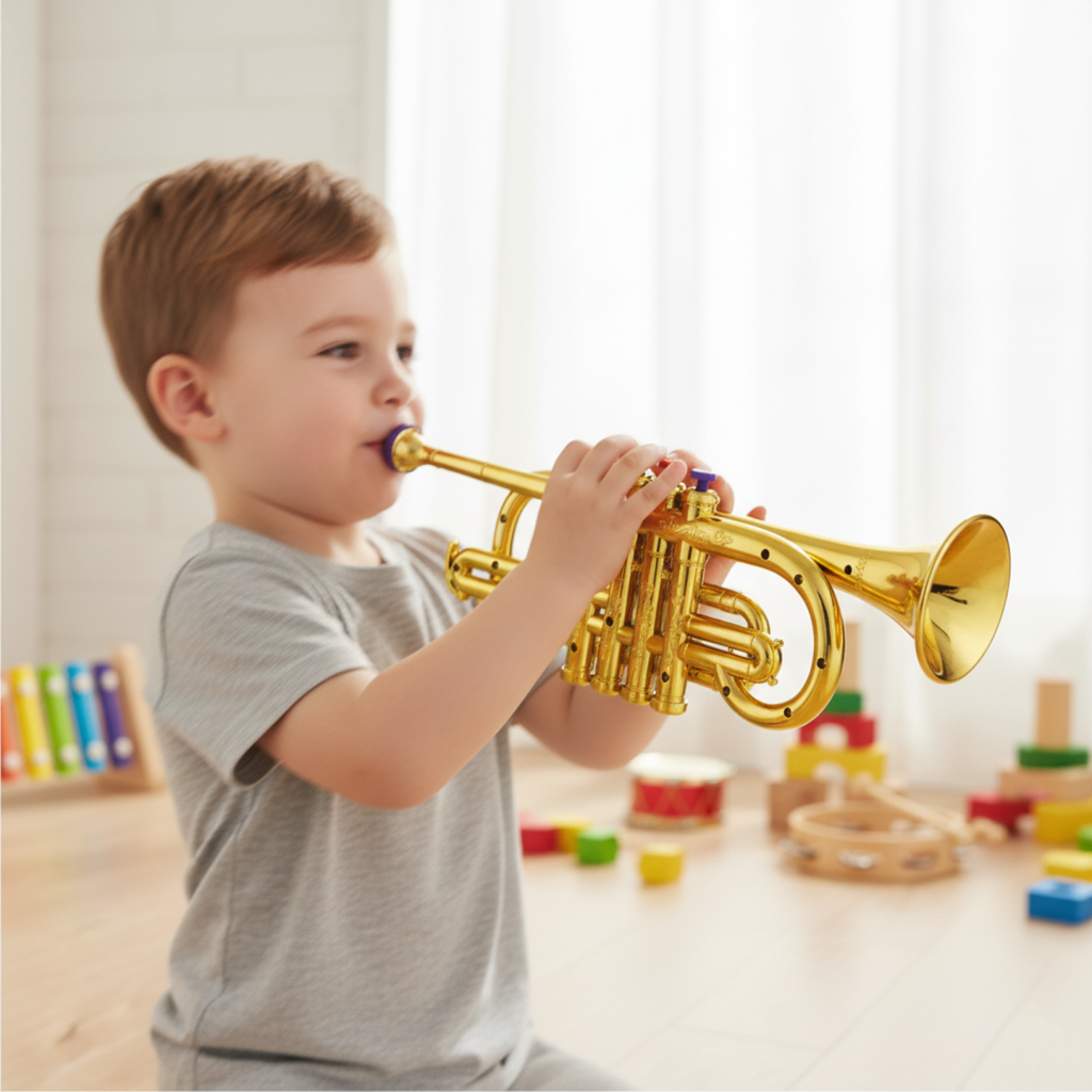 Kindertrompet Speelgoed Met 4 Kleppen, Educatief Instrument Voor Kinderen ABS Plastic