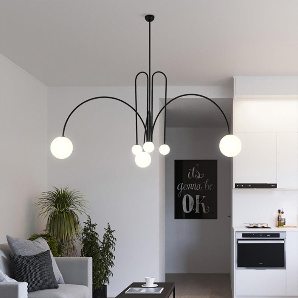 Lampada a sospensione Nova Crest con vetro audace e finitura in metallo