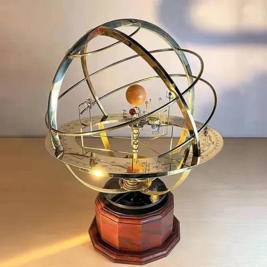 CosmoCraft Brass Solar System Model With Nine Hand-Sculpted Planets