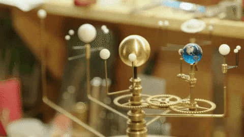CosmoCraft Brass Solar System Model With Nine Hand-Sculpted Planets
