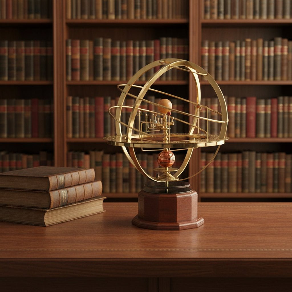 CosmoCraft Brass Solar System Model With Nine Hand-Sculpted Planets