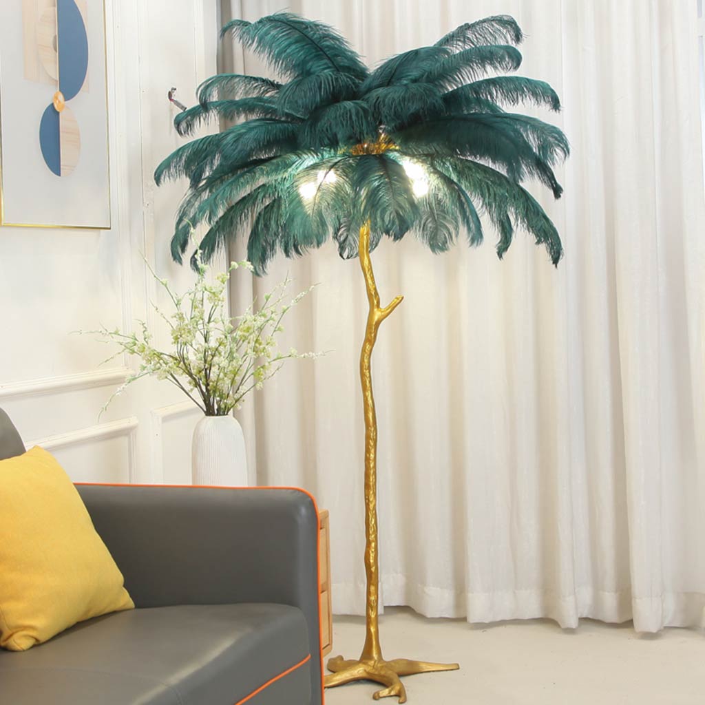 Ostrich Feather Floor Lamp For Living Room Decor Accent Piece