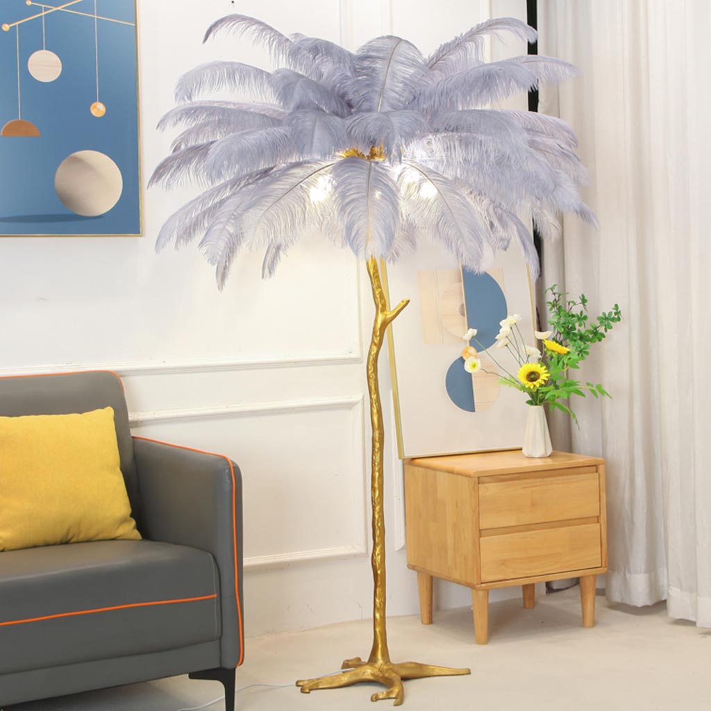 Ostrich Feather Floor Lamp For Living Room Decor Accent Piece
