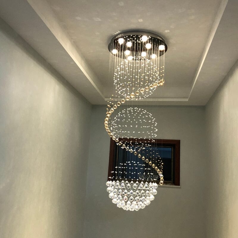 Lyra Spiral Crystal Chandelier With Integrated LED