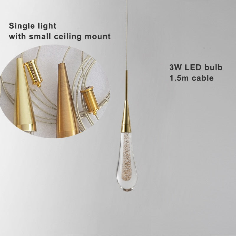 Aurelle | Lampadario a Goccia di Vetro per Soggiorni e Sale da Pranzo