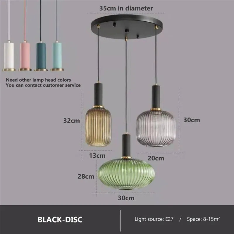 Levande retro glaspendellampa med LED för vardagsrum och sovrum