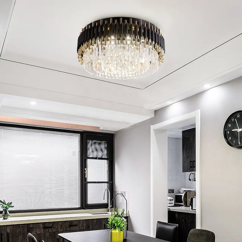 Astrahaven Krystal Sort Lysekrone med Retro Moderne Charm