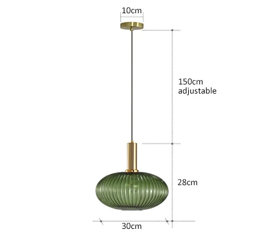 Levande retro glaspendellampa med LED för vardagsrum och sovrum
