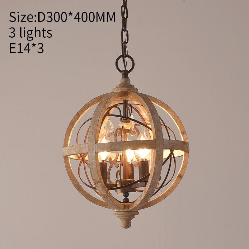 Lampadario in legno Heritage Grain con dettagli ornamentali di Ardent Home
