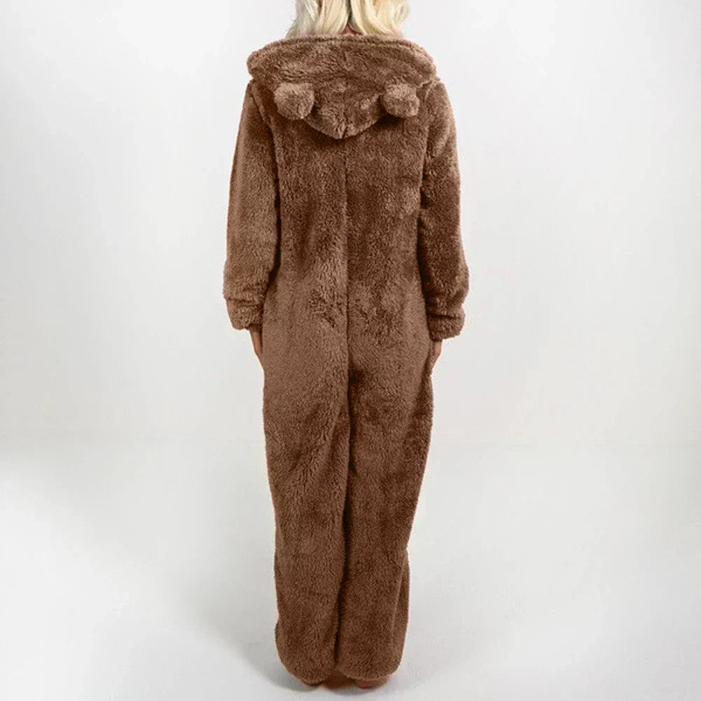 Nyara | Cozy Plush Romper for Women With Full Zip and Hood