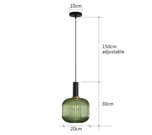 Levande retro glaspendellampa med LED för vardagsrum och sovrum