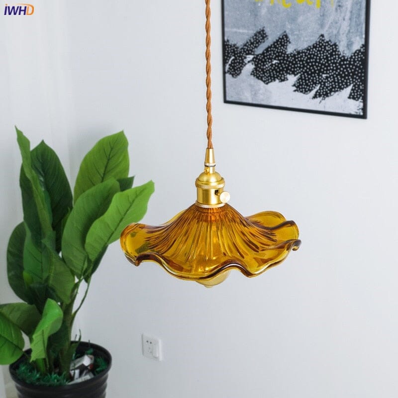 Lámparas colgantes de vidrio Lyra con forma de flor para decoración nórdica en sala de estar