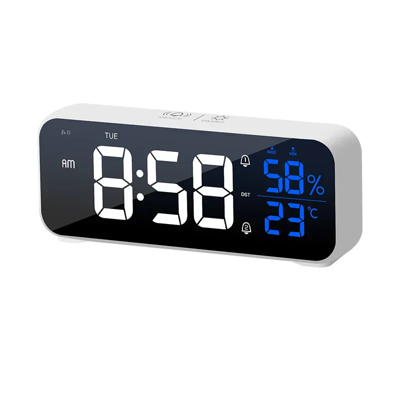 NovaDesk LED Clock with Alarm Music and Voice Control