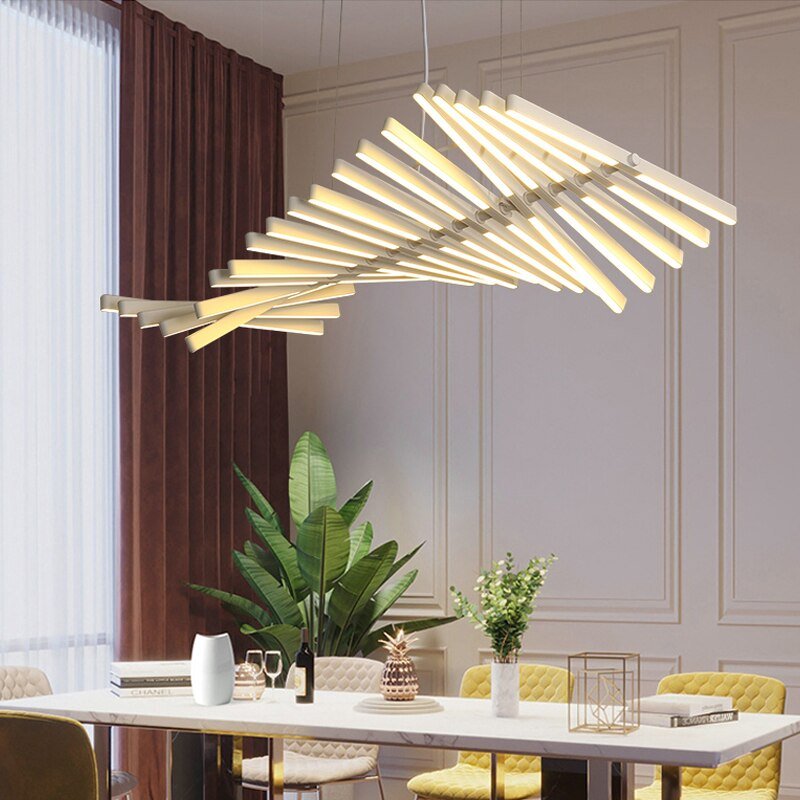 Moderner nordischer LED-Kronleuchter mit Fischgrät-Design für Wohnzimmer