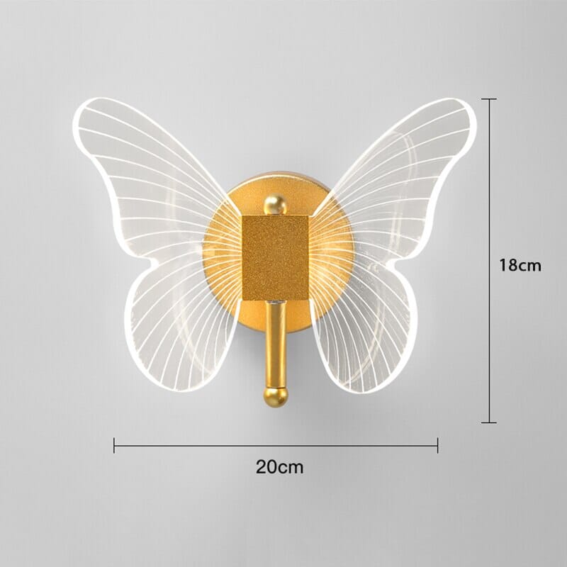 LED motýlí nástěnné světlo s jednoduchou instalací a přiloženým montážním materiálem