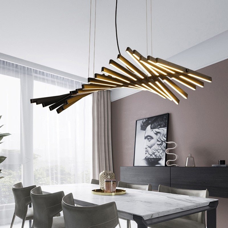 Moderner nordischer LED-Kronleuchter mit Fischgrät-Design für Wohnzimmer