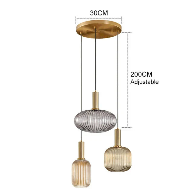 Levande retro glaspendellampa med LED för vardagsrum och sovrum