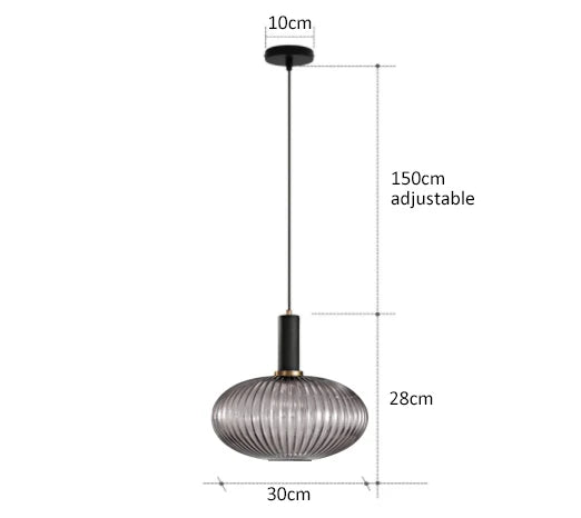 Levande retro glaspendellampa med LED för vardagsrum och sovrum