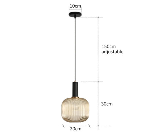 Levande retro glaspendellampa med LED för vardagsrum och sovrum