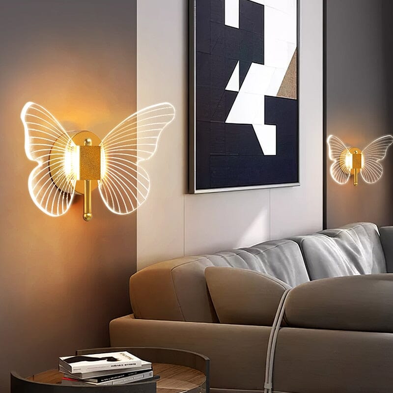 LED motýlí nástěnné světlo s jednoduchou instalací a přiloženým montážním materiálem