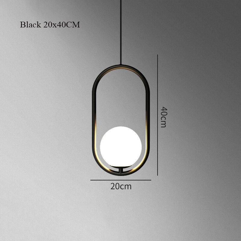 Nordra Orb Sphere Pendant Light With Minimalist Ring Encircling Snow White Sphere