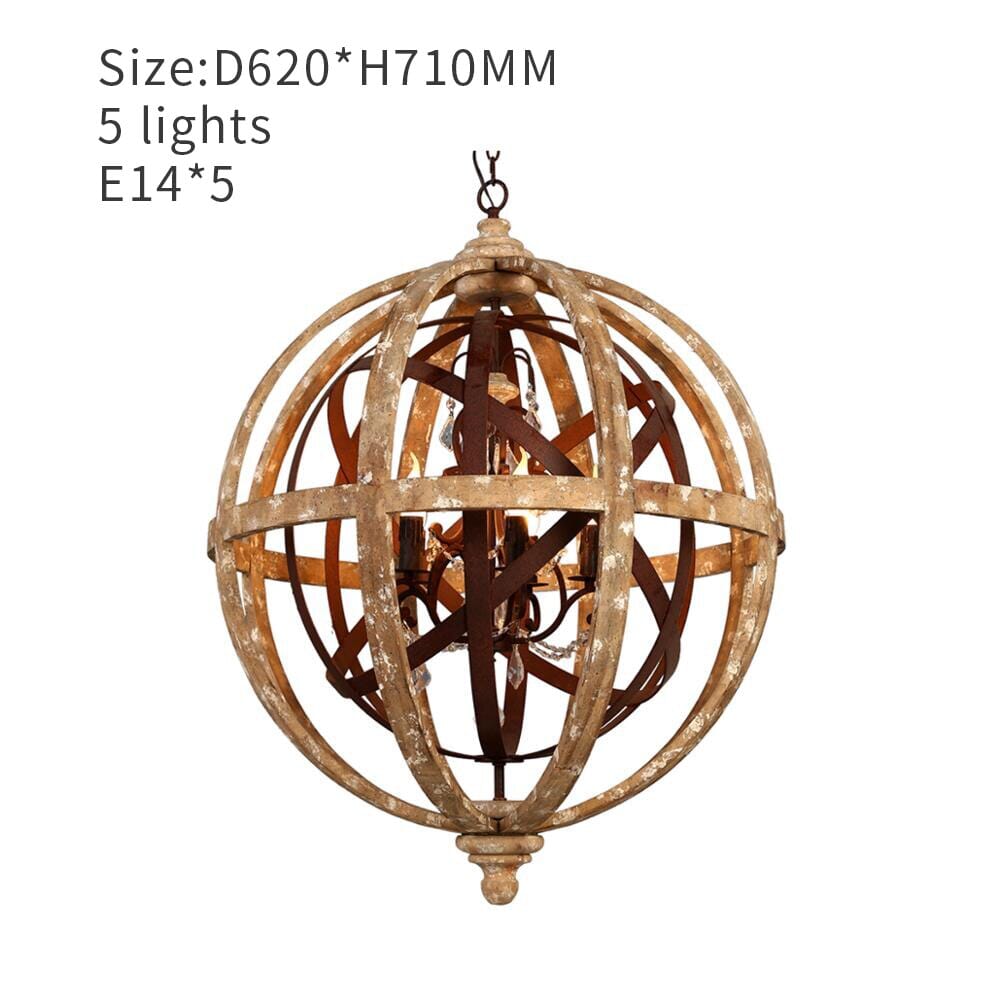 Lampadario in legno Heritage Grain con dettagli ornamentali di Ardent Home