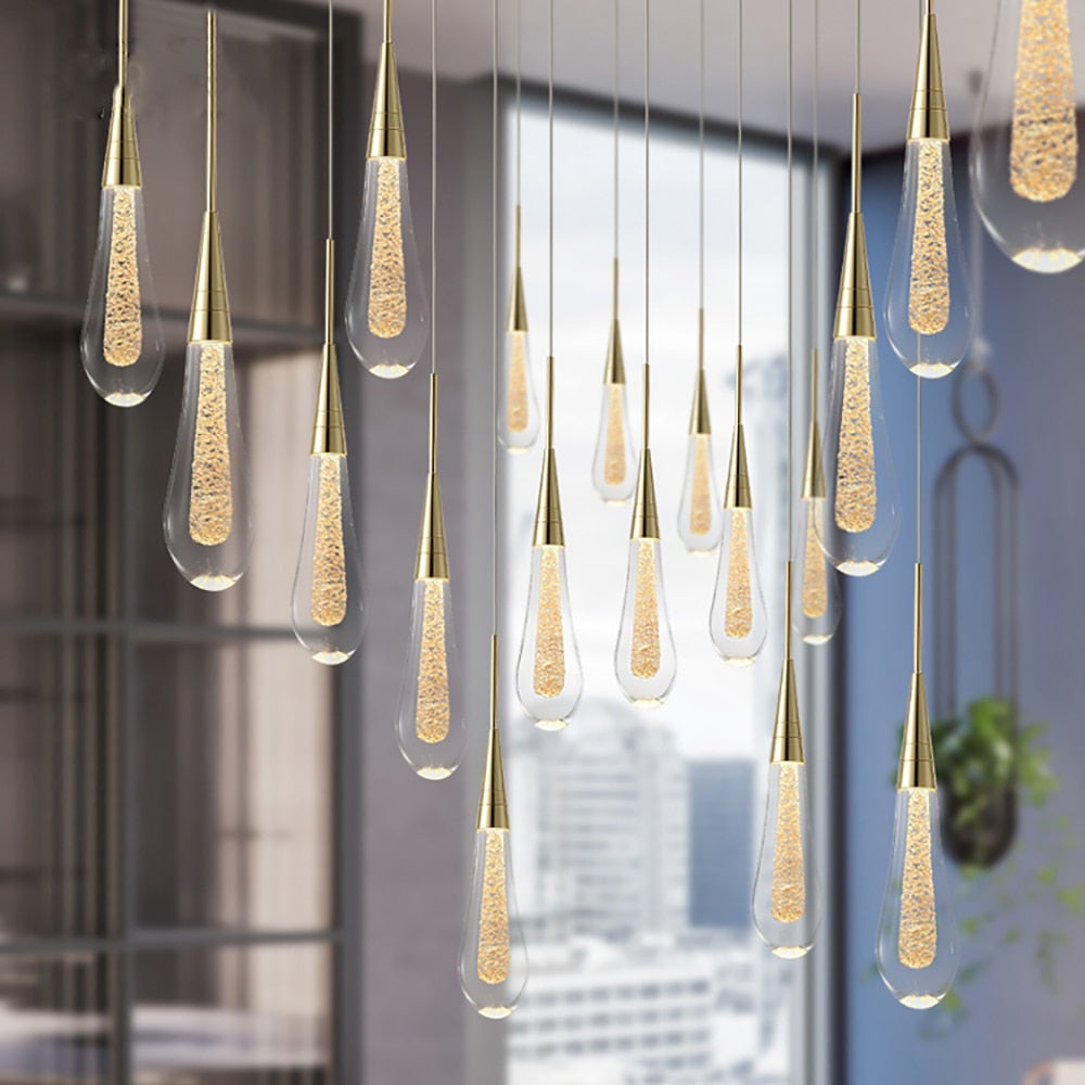 Aurelle | Lampadario a Goccia di Vetro per Soggiorni e Sale da Pranzo