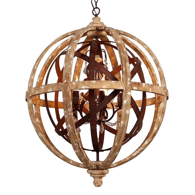 Lampadario in legno Heritage Grain con dettagli ornamentali di Ardent Home