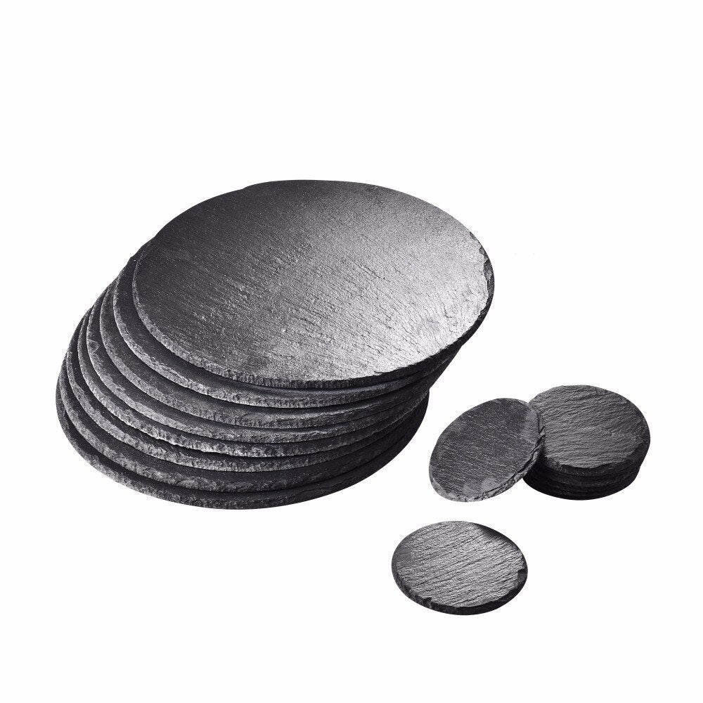 Natural Slate Round Coasters and Placemats 16 Piece Set