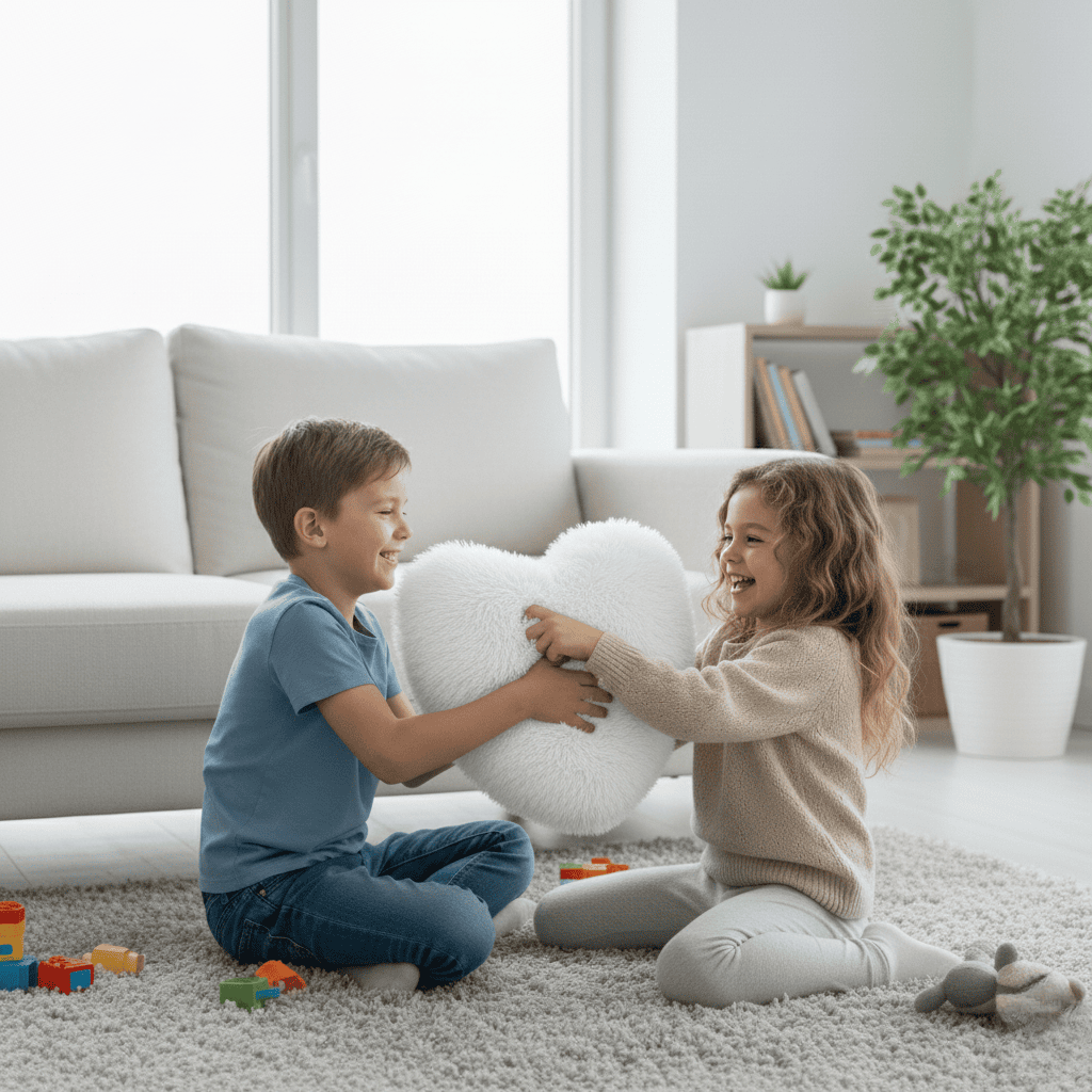 بالشتک نرم قلبی CuddleNest با خز مصنوعی برای فضاهای گرم و مدرن