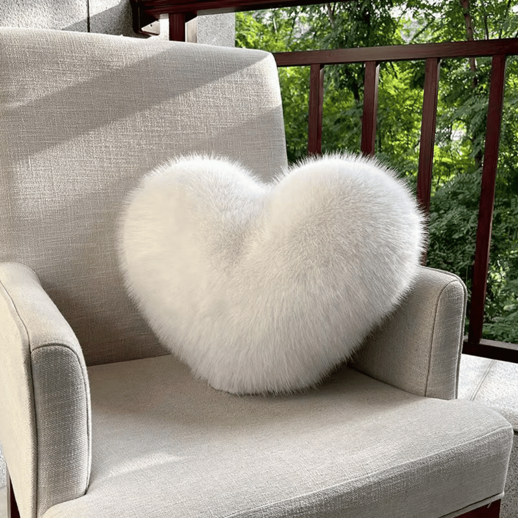 بالشتک نرم قلبی CuddleNest با خز مصنوعی برای فضاهای گرم و مدرن