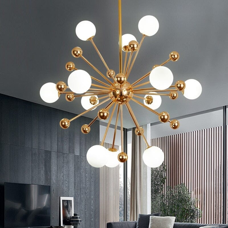 LumaOrb Golden Globe Acrylic Sputnik Ceiling Chandelier