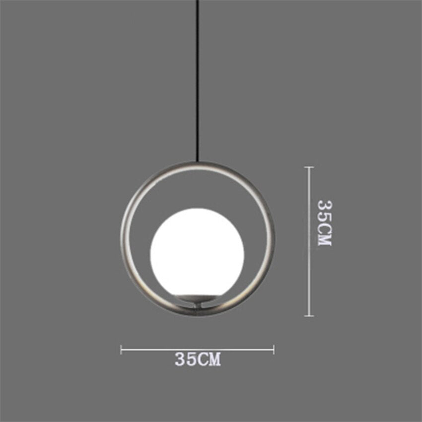 Nordra Orb Sphere Pendant Light With Minimalist Ring Encircling Snow White Sphere